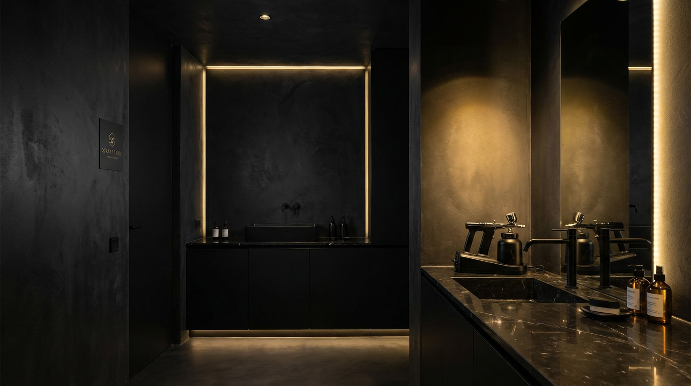 Premium spray tan studio environment